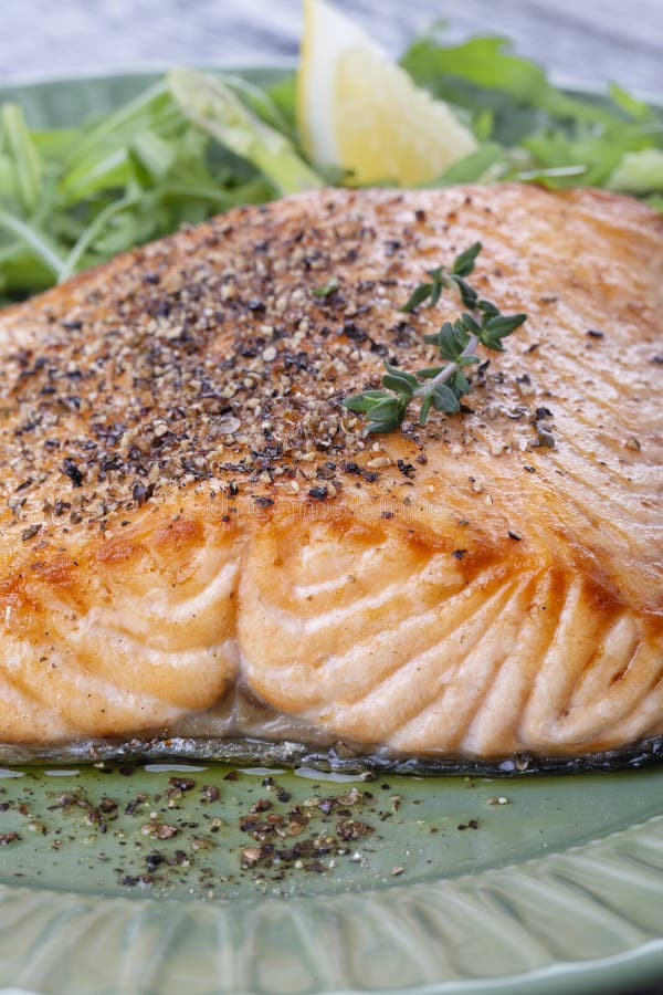 Grilled Salmon Fillet with Pepper Stock Photo - Image of baked, fresh ...