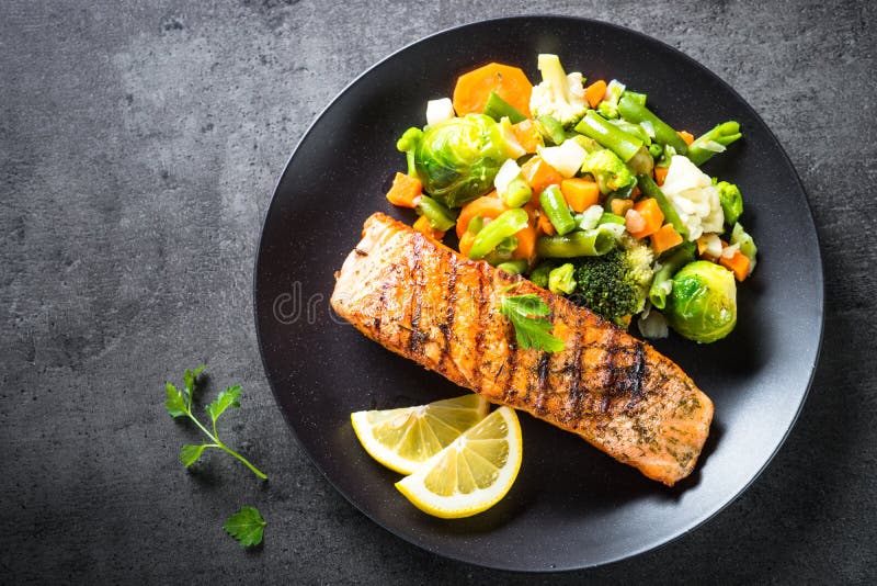 Grilled Salmon Fish Steak on White. Stock Image - Image of omega3 ...