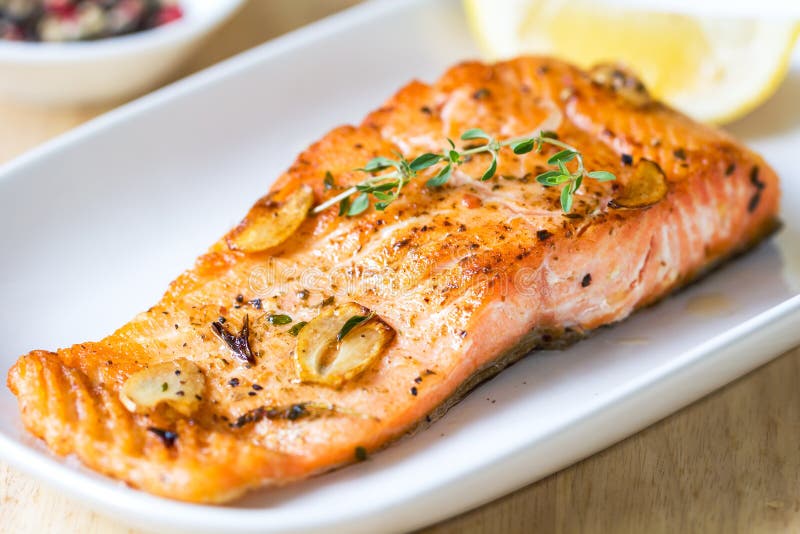 Grilled Salmon with Garlic and Herb Stock Image Image of lunch, cuisine 63448341