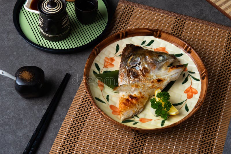 Grilled Salmon Head Kabutoyaki Stock Photo Image of grilled, cook