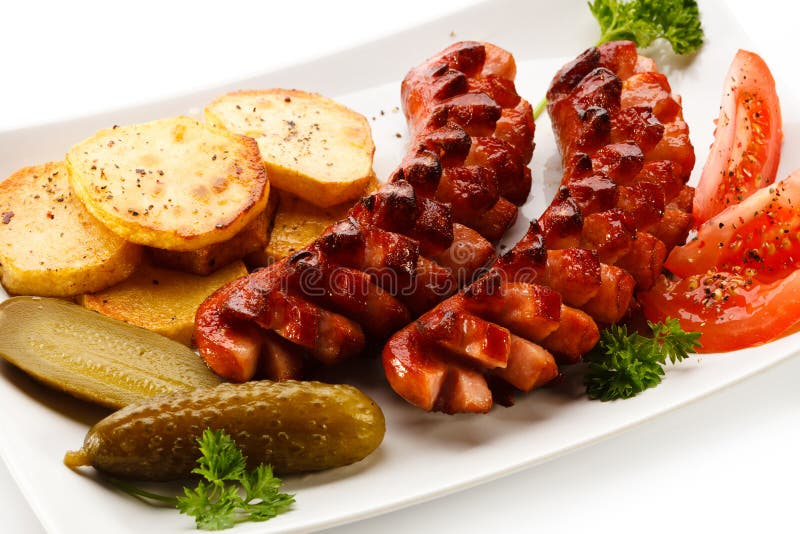 Grilled sausage platter stock photo. Image of grilled 2441362