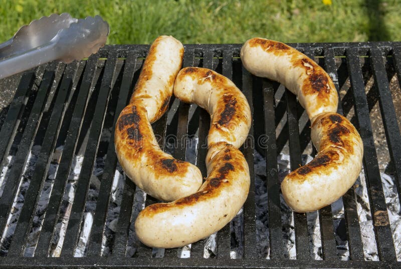 Delicious German Sausages on the Barbecue Grill Stock Photo Image of