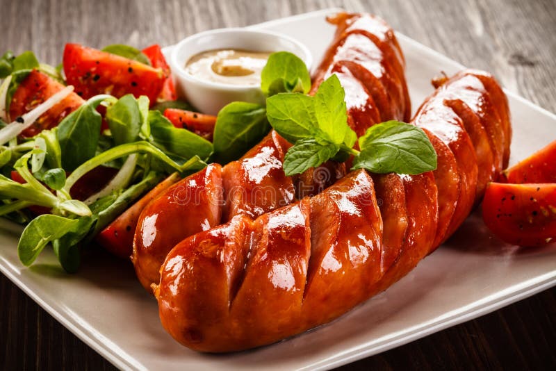 Grilled sausages stock photo. Image of pepper, delicious 16190342