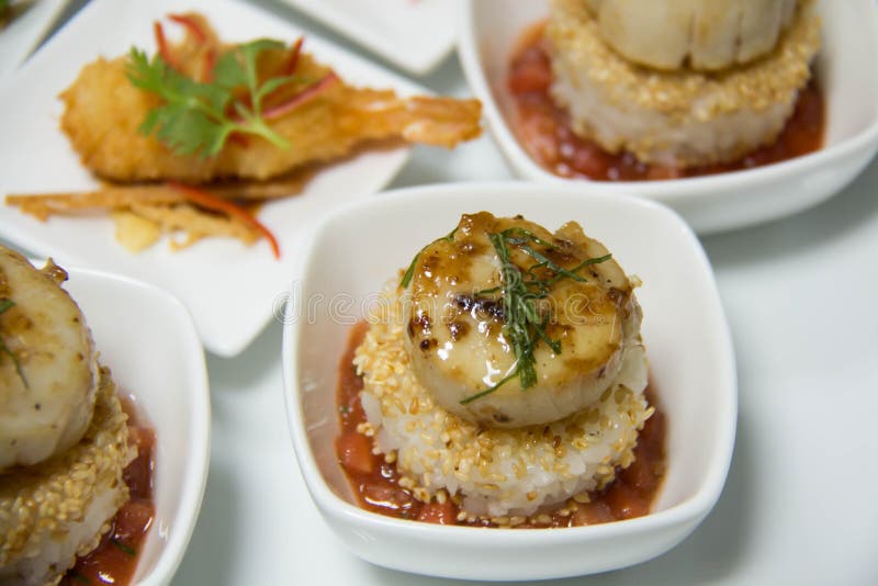 Grilled Scallops Rice Indian Style Stock Photos Free & RoyaltyFree