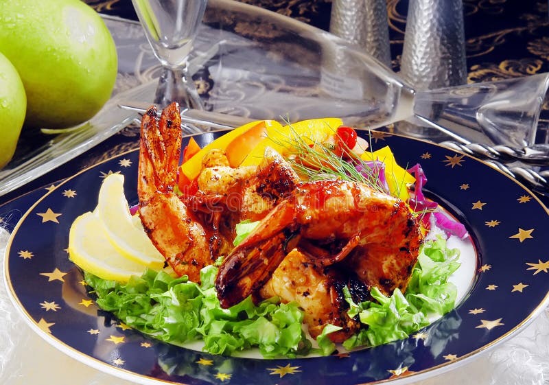 Grilled shrimp royalty free stock images