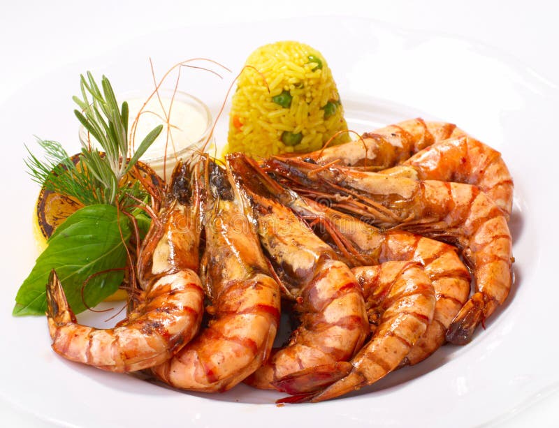 Grilled shrimp royalty free stock photos