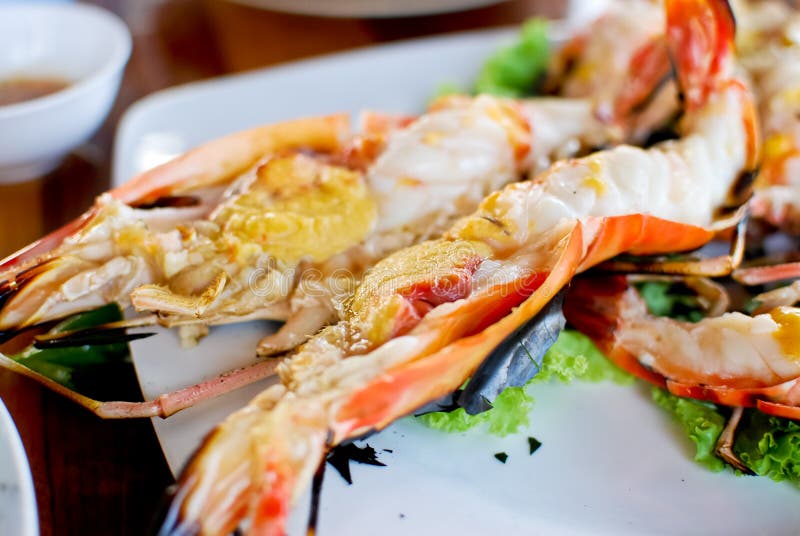 Grilled shrimp closeup royalty free stock photos