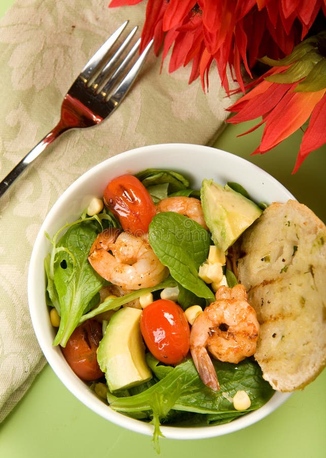 Grilled Shrimp Salad royalty free stock photo
