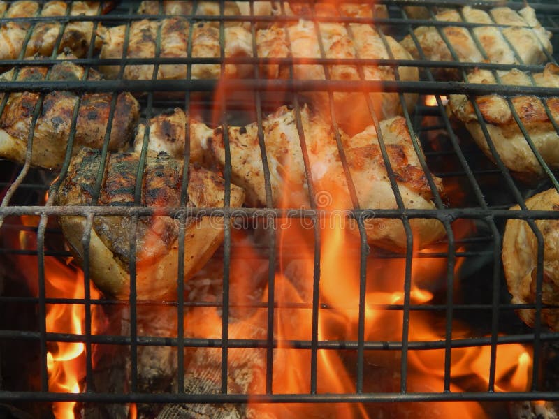 Grilled Skewers with Smoke and Grease Stock Photo Image of beef