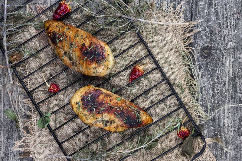 Grilled Spicy Chicken Breast .Flat Lay Stock Photo Image of food, breast 223720080