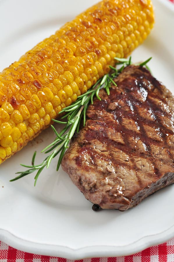 Grilled steak with corn stock photo. Image of beef, pepper - 33358136