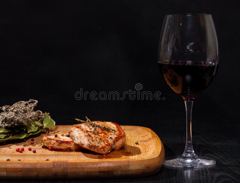 Grilled steak with glass red wine royalty free stock photo Grilled steak with glass red wine royalty free stock photo