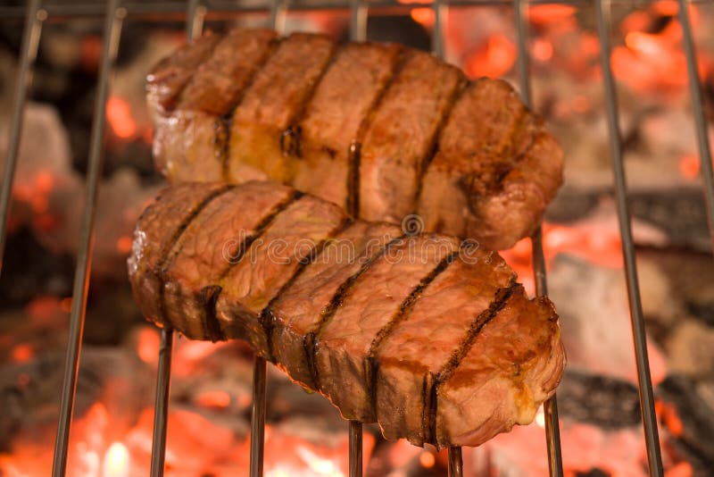 Grilled Steak Over Hot Charcoal Stock Image Image of grilling, fillet 109487909