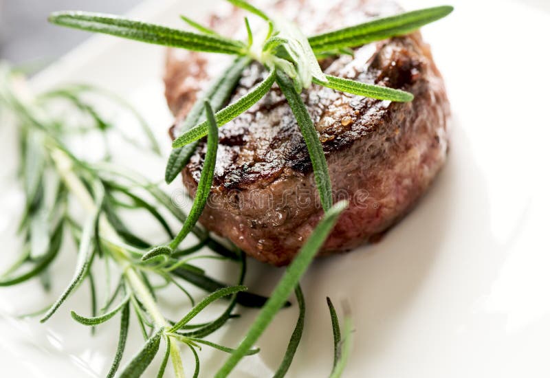 Grilled Steak with Rosemary Stock Image Image of dark, food 60672085