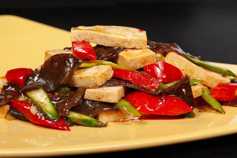Grilled Tofu Cheese with Vegetables Stock Photo Image of plate, meal