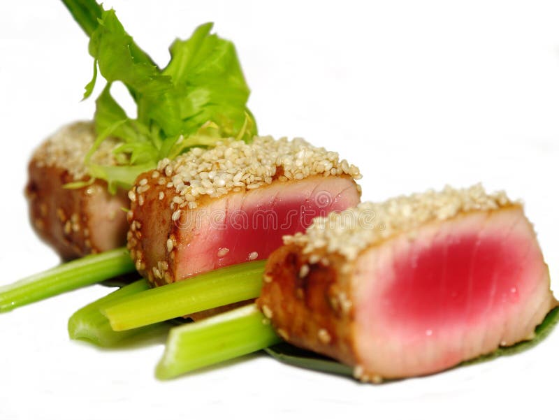 Grilled tuna with sesame stock image. Image of cooking 27185309