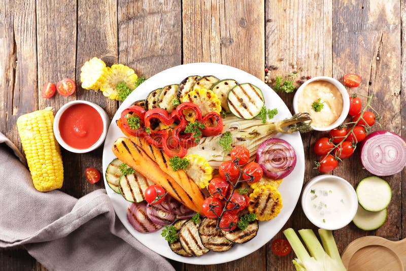 Grilled vegetable and dip stock image. Image of balanced 189008159