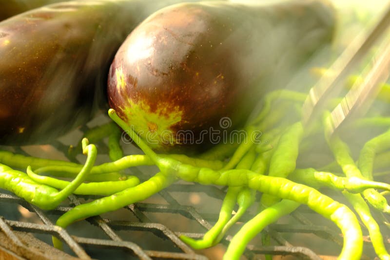 Grilled Vegetables on a Cast Iron Grill Top View Stock Photo Image of