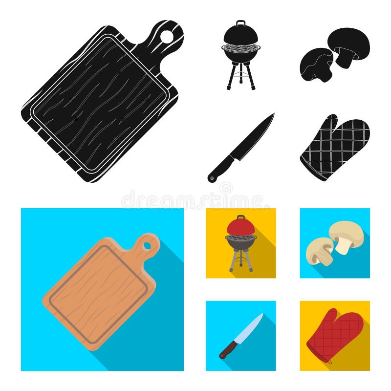 Grillen Sie Grill, Champignons, Messer, Grillhandschuh Gesetzte Sammlungsikonen BBQ schwarzes, flaches Artvektorsymbolauf lager stock abbildung Grillen Sie Grill, Champignons, Messer, Grillhandschuh Gesetzte Sammlungsikonen BBQ schwarzes, flaches Artvektorsymbolauf lager stock abbildung
