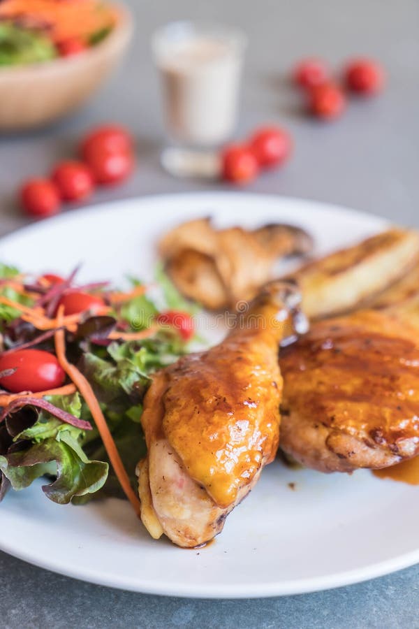 Grilles Chicken Steak with Teriyaki Sauce Stock Photo Image of