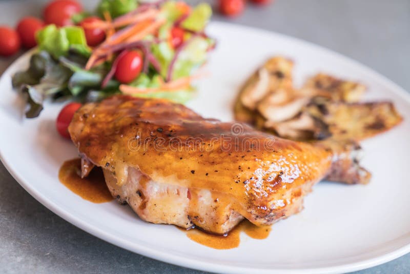 Grilles Chicken Steak with Teriyaki Sauce Stock Image Image of