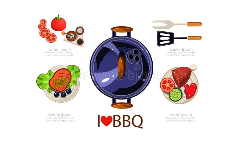 Grillikonensatz, Ausrüstung grillend, gegrillte flache Illustration Vektor der Nahrungsmittelmenügestaltungselemente vektor abbildung Grillikonensatz, Ausrüstung grillend, gegrillte flache Illustration Vektor der Nahrungsmittelmenügestaltungselemente vektor abbildung
