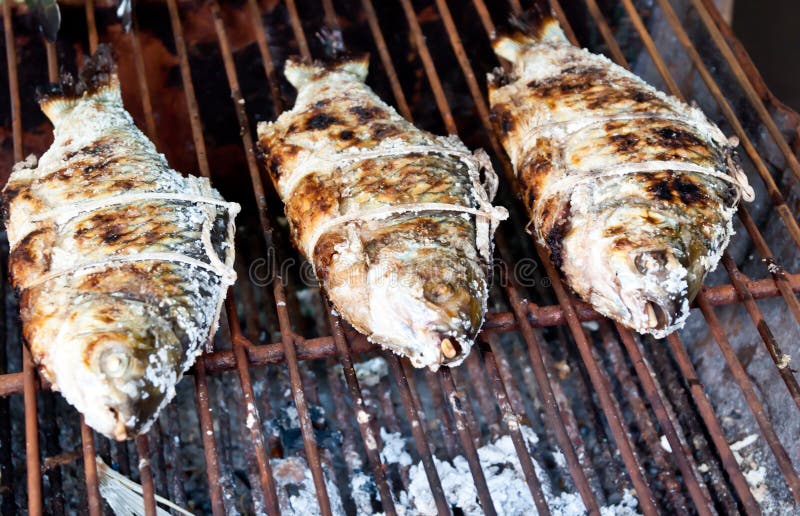Grilling fish stock image. Image of barbecue, charcoal 25104875