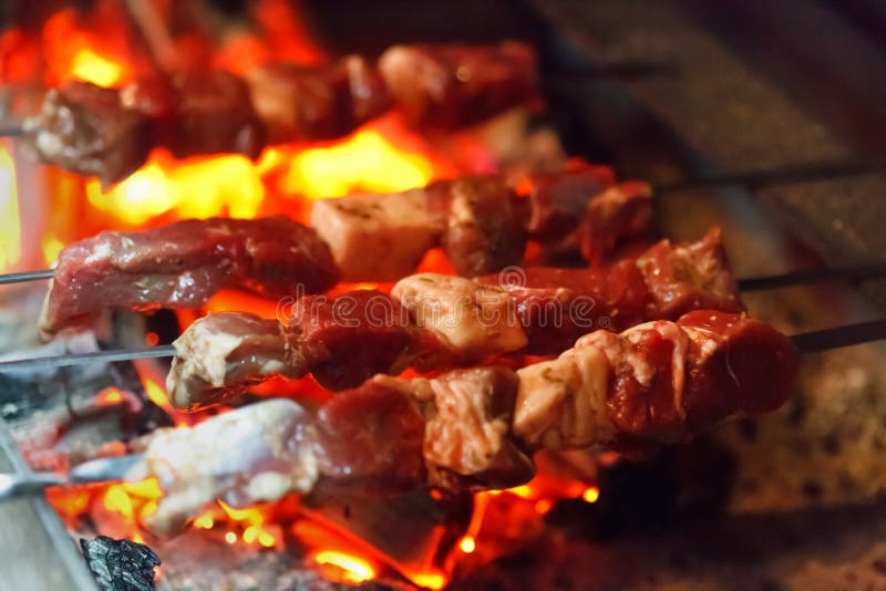 Kebab on the grill stock image. Image of flames, fresh - 5037611