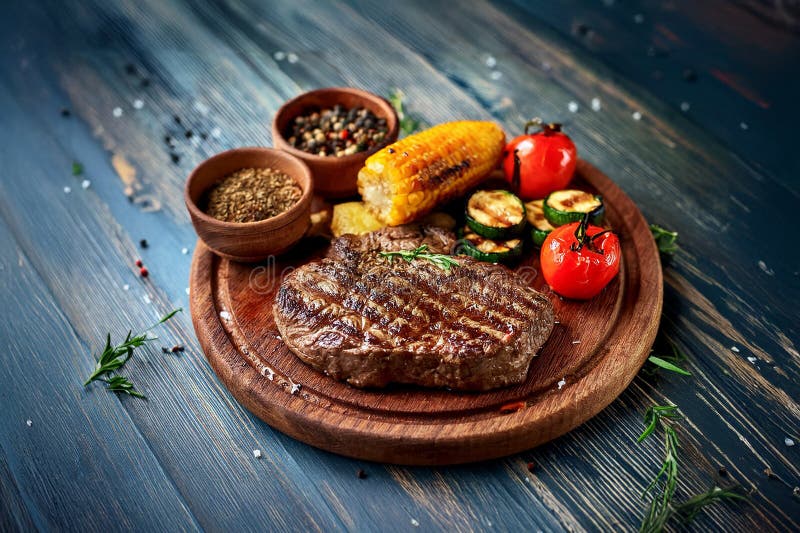 Grillowany stos z płytką boczną. Grillowany stos z bocznym połyskiem został stworzony z ai