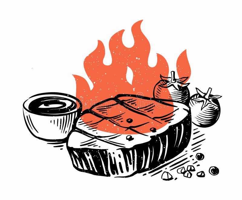 Grillrindfleischsteak-Skizzenart lizenzfreie abbildung