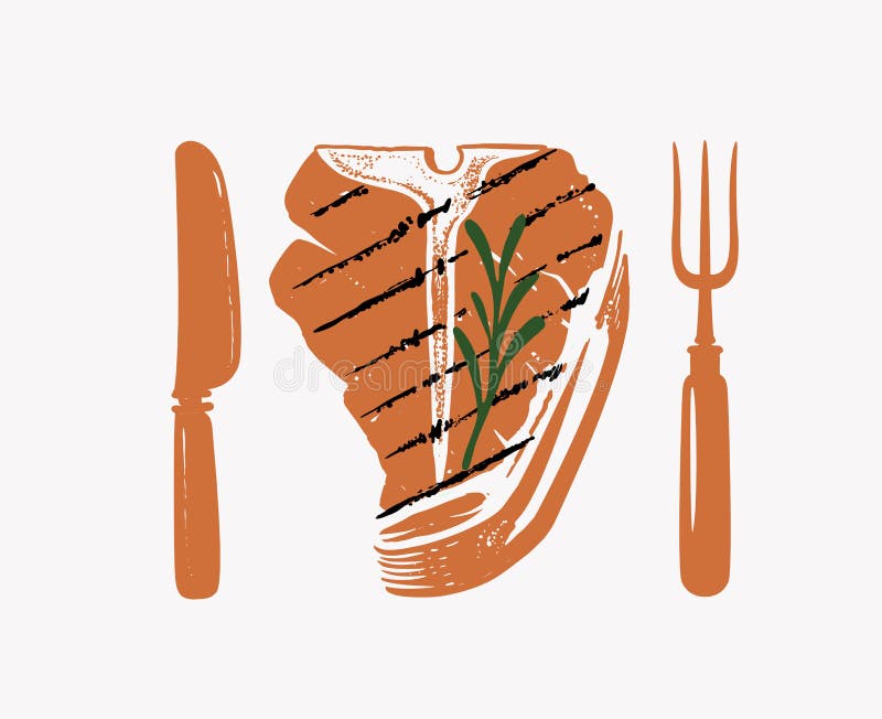 Grillrindfleischsteak-Skizzenart lizenzfreie abbildung
