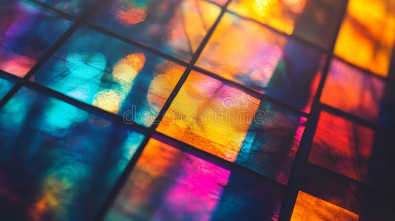 Grilă abstractă colorată a panourilor de sticlă iluminată royalty free illustration