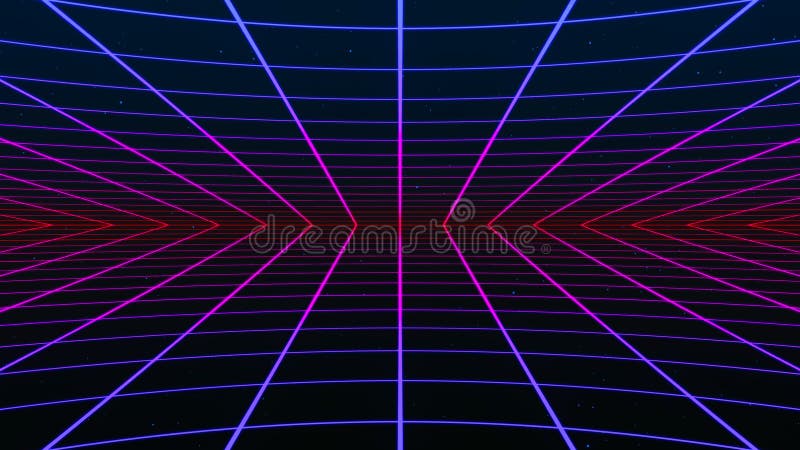 Grilă retrovizoare în infinit. Imagine de fundal a liniilor de grilă abstractă. Fundal structură fire digitală cu vector illustration