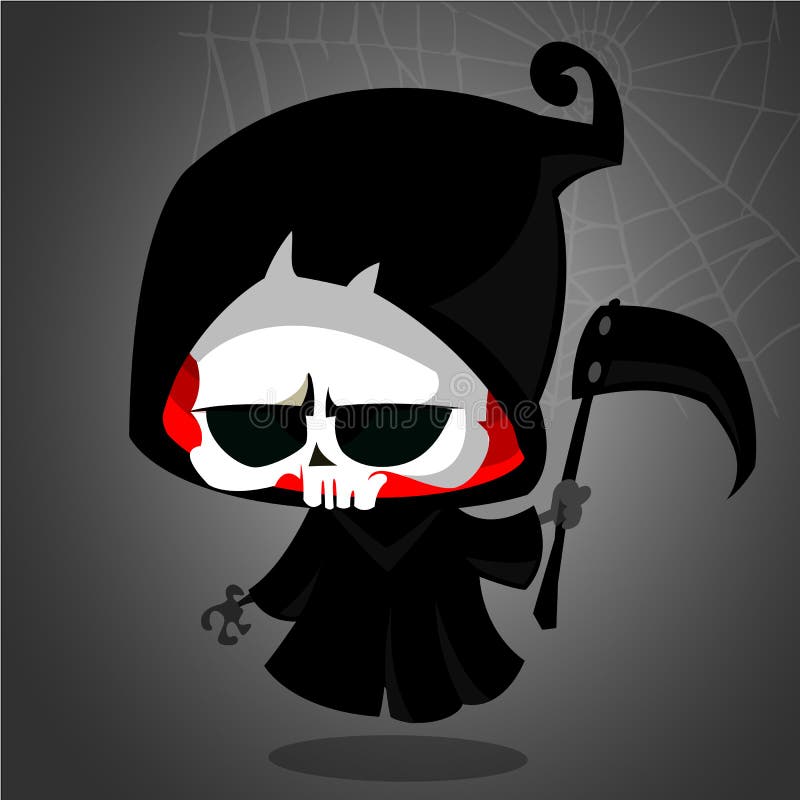 Grim Reaper Cartoon Character with Scythe on a White Background Stock  Vector - Illustration of icon, creepy: 100571402