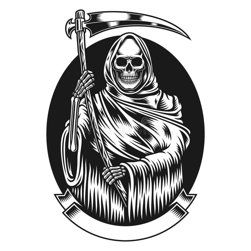 Grim Reaper with Scythe Vector Graphic Stock Vector - Illustration of ...