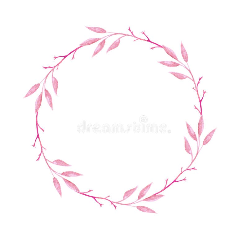 Grinalda cor-de-rosa da folha da aquarela Convite para um casamento Para o cartão, o projeto, a cópia ou o fundo ilustração stock Grinalda cor-de-rosa da folha da aquarela Convite para um casamento Para o cartão, o projeto, a cópia ou o fundo ilustração stock