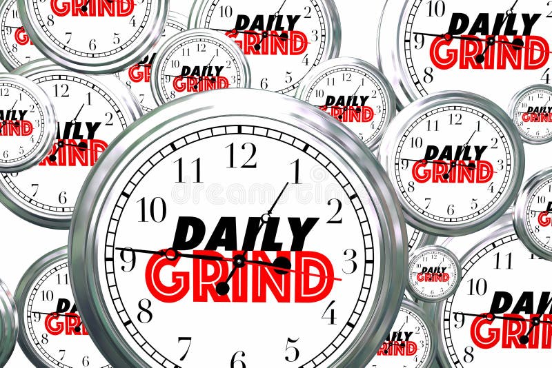 Daily Grind Clocks Flying Wasting Time Routine Ritual 3d Illustration vecto...