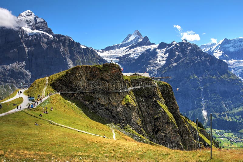 Grindelwald First Cliff Walk, Switzerland Stock Image - Image of ...
