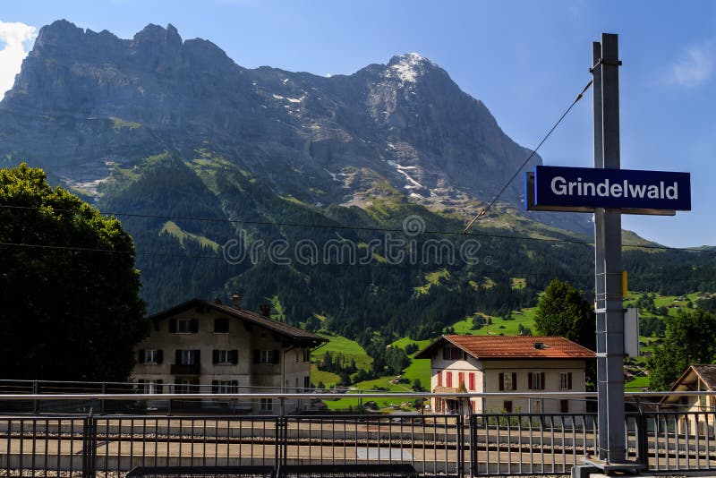Grindelwald kolei nameplate obraz stock Grindelwald kolei nameplate obraz stock