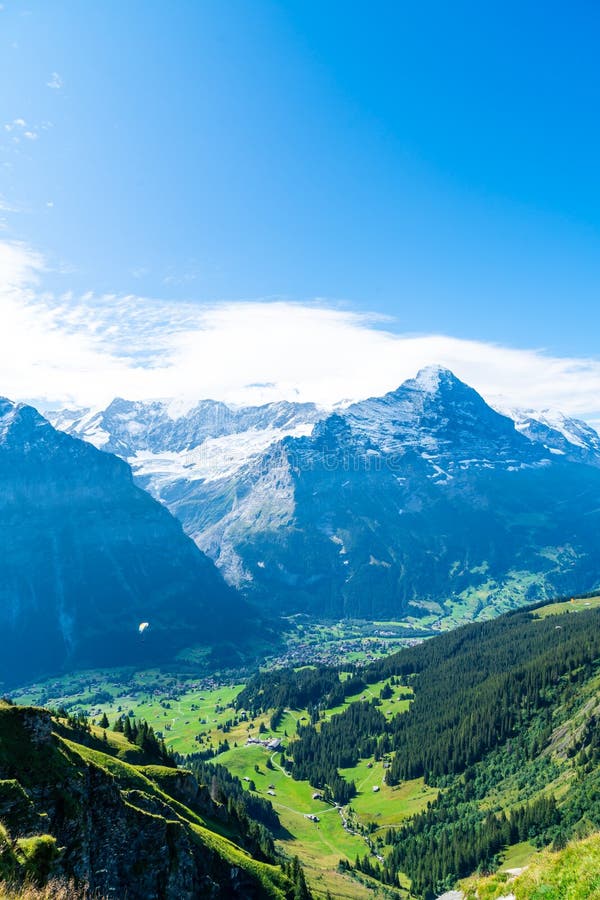 Grindelwald Village With Alps Mountain In Switzerland Stock Photo