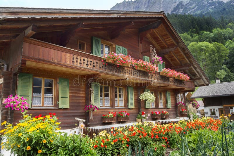 Grindelwald Village in Switzerland Stock Image Image of flower