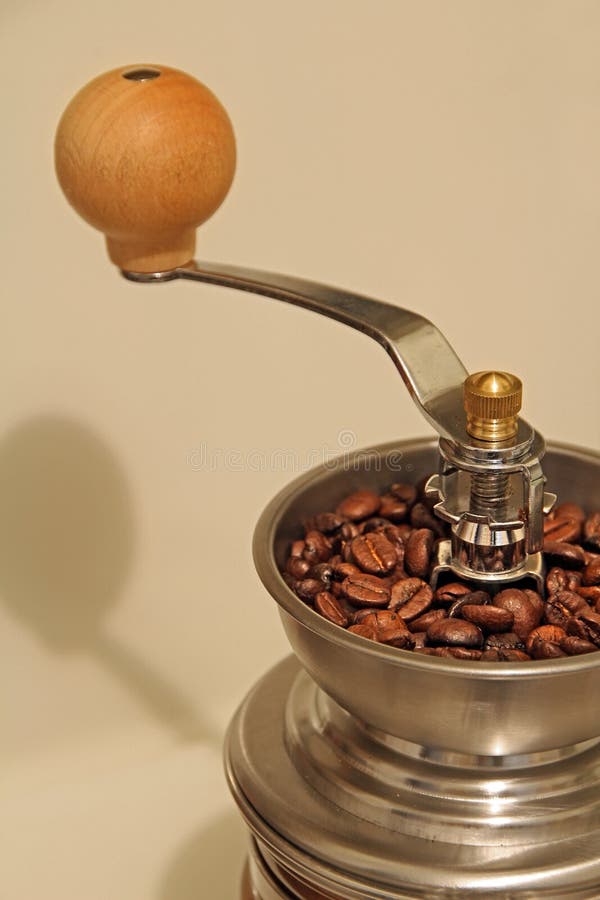 Grinding Fresh Roasted Coffee Beans Stock Photo Image of fresh