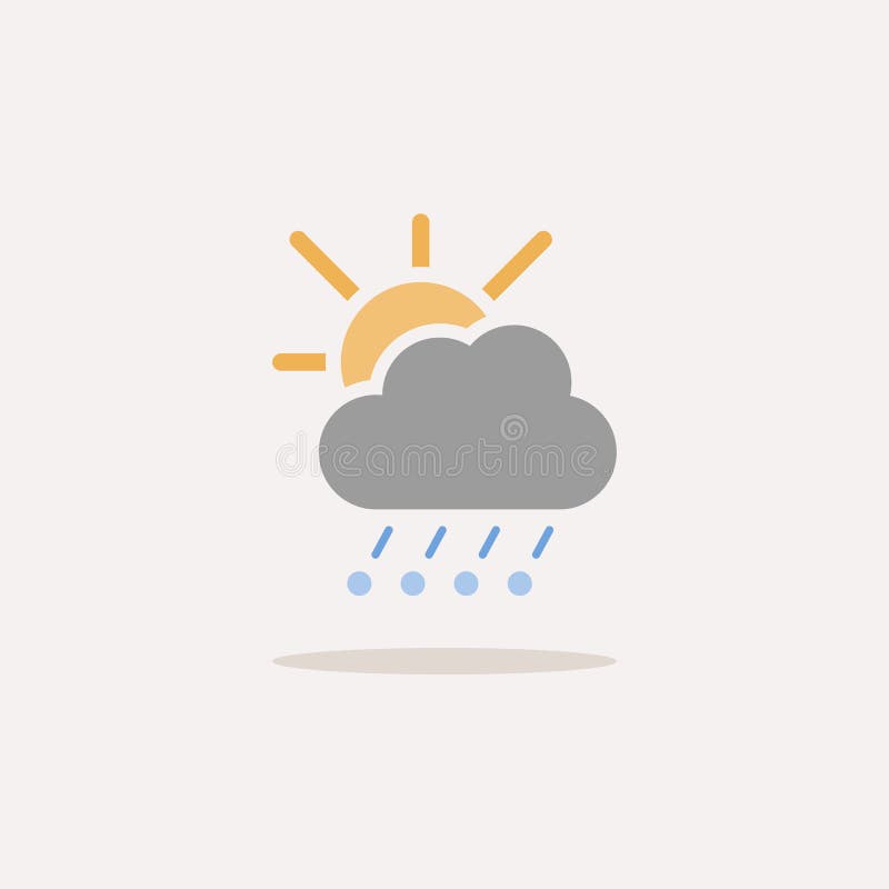 Grindină nori de ploaie și soare. pictograma Culoare cu umbră. ilustrare vectorială meteo royalty free illustration