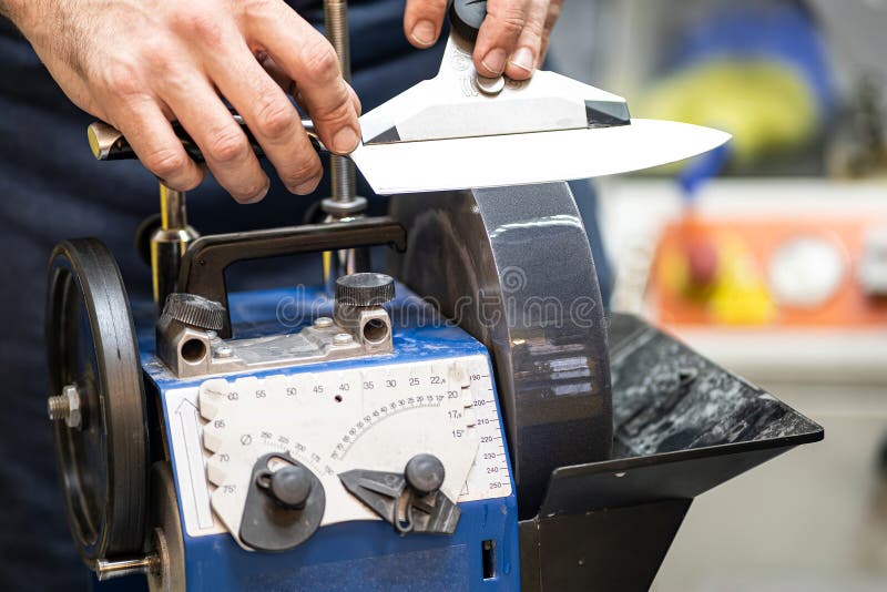 Grindstone Close-up. Electric Knife Sharpening Machine Stock Image - Image  of equipment, industrial: 223006419