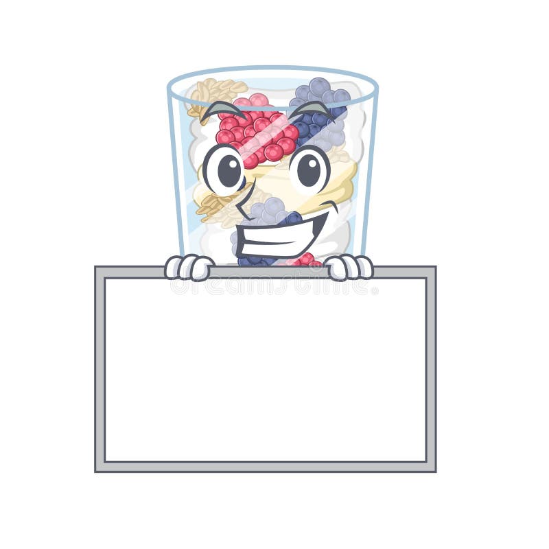 Grinning with board parfait is served in character glas stock illustration