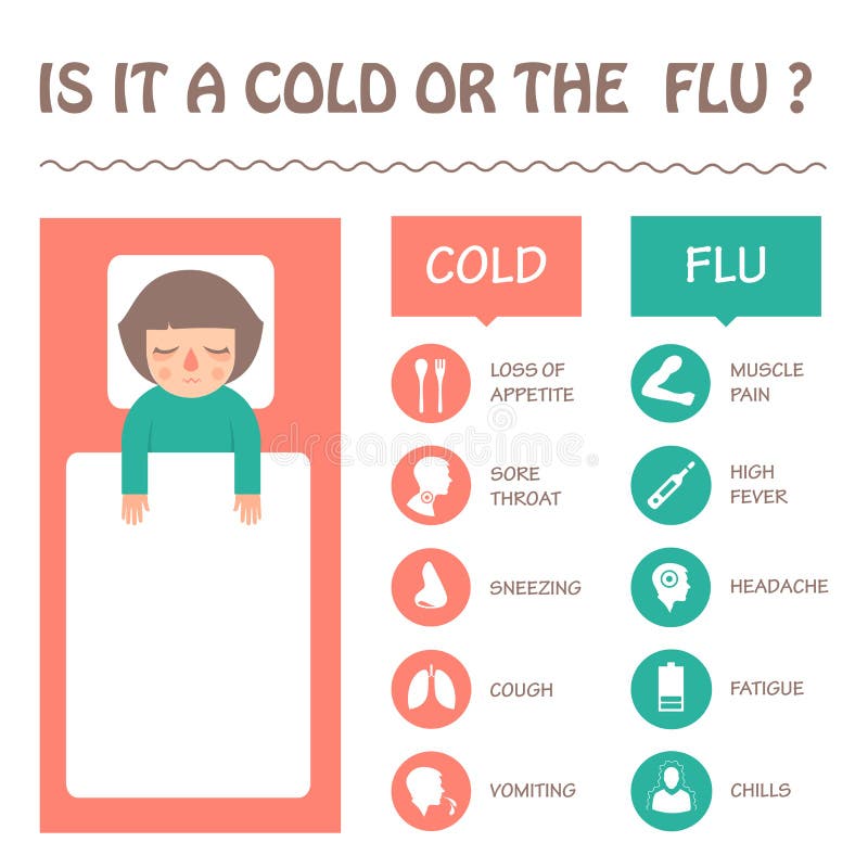 flu and cold disease symptoms infographic, vector sick icon illustration. flu and cold disease symptoms infographic, vector sick icon illustration