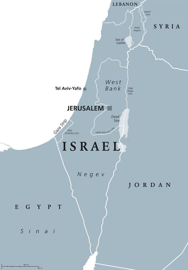 Gris político del mapa de Israel