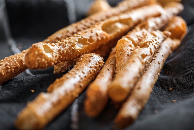 Grissini - Traditional Italian Salty Breadsticks Sprinkled with Stock ...