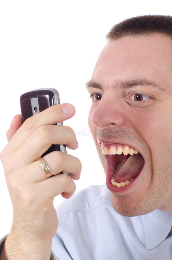 Gritar no telefone imagem de stock Gritar no telefone imagem de stock