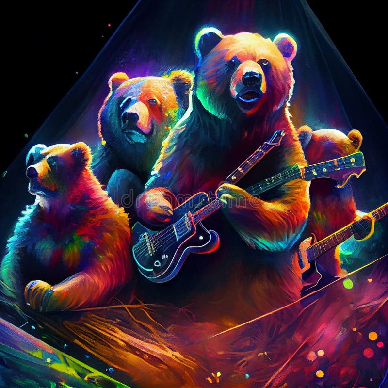 Bears Rock T-Shirt Grizzly Bear Playing Guitar Bears Rock T-Shirt Grizzly Bear Playing Guitar